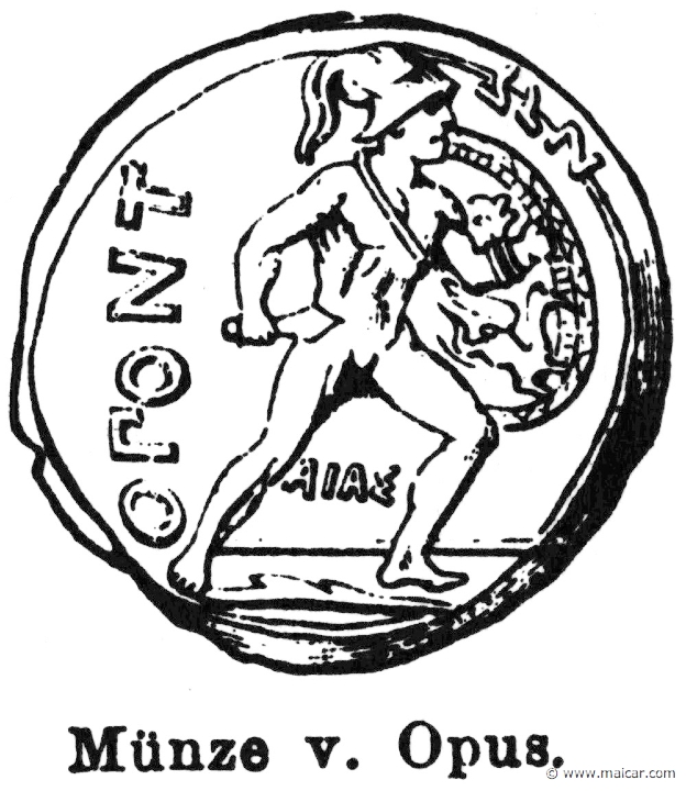 RI.1-0138.jpg - RI.1-0138: Ajax. Coin from Opus. Wilhelm Heinrich Roscher (Göttingen, 1845- Dresden, 1923), Ausfürliches Lexikon der griechisches und römisches Mythologie, 1884.