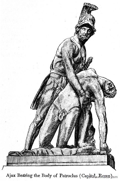 bul275.jpg - bul275: Ajax bearing the body of Patroclus. Thomas Bulfinch, The Age of Fable or Beauties of Mythology (1898).