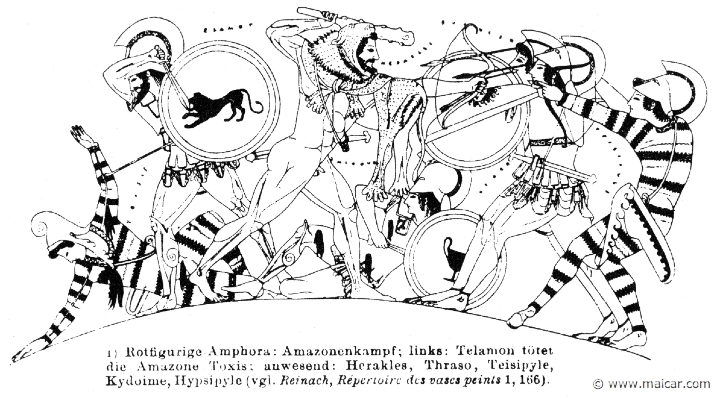 RV-0231.jpg - RV-0231: Telamon and Heracles fighting the Amazons. Wilhelm Heinrich Roscher (Göttingen, 1845- Dresden, 1923), Ausfürliches Lexikon der griechisches und römisches Mythologie, 1884.