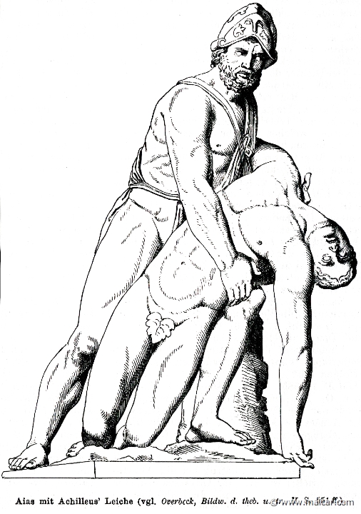 RI.1-0126.jpg - RI.1-0126: Ajax with the corpse of Achilles. Wilhelm Heinrich Roscher (Göttingen, 1845- Dresden, 1923), Ausfürliches Lexikon der griechisches und römisches Mythologie, 1884.