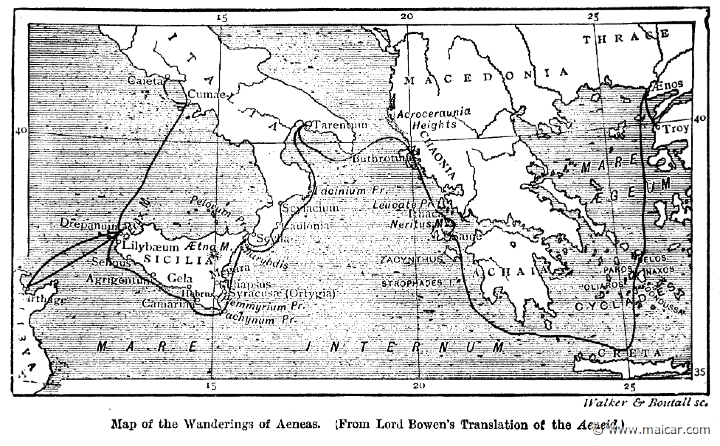 smi014.jpg - smi014: Map of the wanderings of Aeneas. Sir William Smith, A Smaller Classical Dictionary of Biography, Mythology, and Geography (1898).