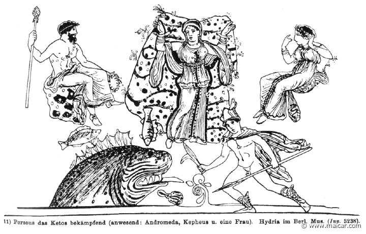 RIII.2-2053.jpg - RIII.2-2053: Cepheus, Andromeda, a woman, and Perseus fighting the sea-monster. Wilhelm Heinrich Roscher (Göttingen, 1845- Dresden, 1923), Ausfürliches Lexikon der griechisches und römisches Mythologie, 1884.