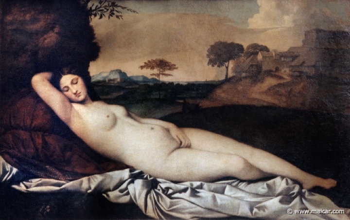 4714.jpg - 4714: Giorgione 1477-1510, Tizian 1488-1576: Schlumrende Venus, um 1508-10. Gemäldegalerie Alte Meister, Dresden.