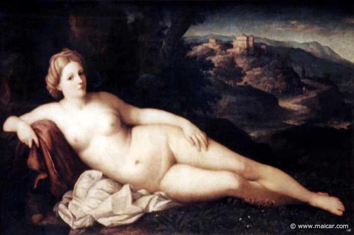4715.jpg - 4715: Palma Vecchio, eigentlich Jacopo d’Antonio Negreti 1480-1528: Ruhende Venus, um 1520. Gemäldegalerie Alte Meister, Dresden.