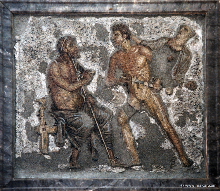 7324.jpg - 7324: Achille affronta Agamennone, in pasta vitrea. Pompei, Casa di Apollo (VI 7,23), parete del giardino. National Archaeological Museum, Naples.