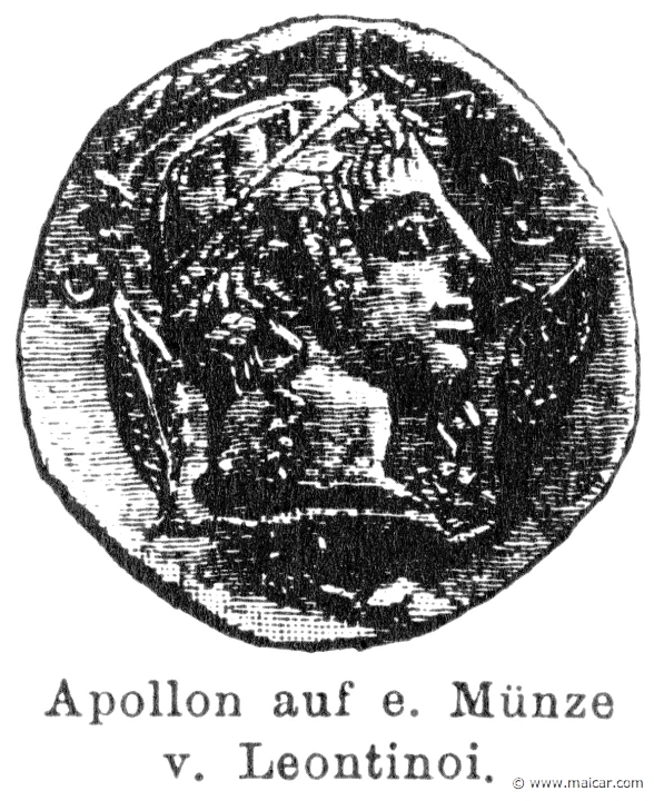 RI.1-0455b.jpg - RI.1-0455b: Apollo. Coin from Leontini.Wilhelm Heinrich Roscher (Göttingen, 1845- Dresden, 1923), Ausfürliches Lexikon der griechisches und römisches Mythologie, 1884.
