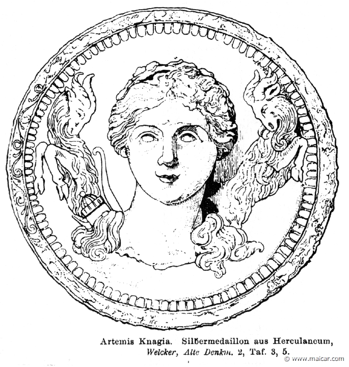 RI.1-0566.jpg - RI.1-0566: Artemis. Silver medal fro Herculaneum.Wilhelm Heinrich Roscher (Göttingen, 1845- Dresden, 1923), Ausfürliches Lexikon der griechisches und römisches Mythologie, 1884.