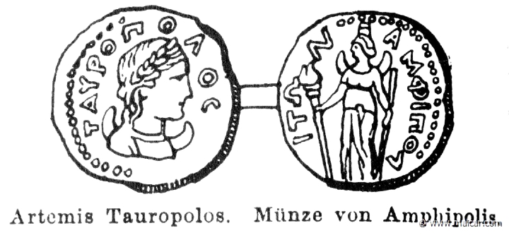 RI.1-0568b.jpg - RI.1-0568b: Artemis Tauropolos. Coin from Amphipolis.Wilhelm Heinrich Roscher (Göttingen, 1845- Dresden, 1923), Ausfürliches Lexikon der griechisches und römisches Mythologie, 1884.