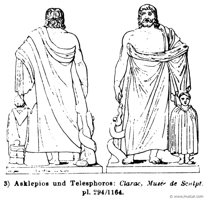 RV-0314.jpg - RV-0314: Asclepius and Telesphorus.Wilhelm Heinrich Roscher (Göttingen, 1845- Dresden, 1923), Ausfürliches Lexikon der griechisches und römisches Mythologie, 1884.