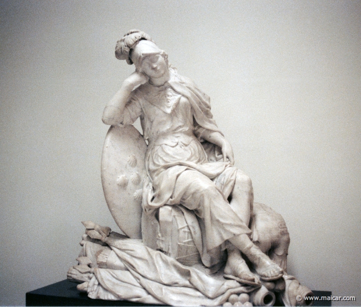 3813.jpg - 3813: Laurent Delvaux 1696-1778: Pallas Athena and two mourning putti, 1746-1748. Rijksmuseum, Amsterdam.