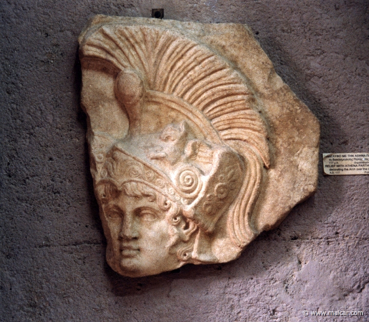 6532.jpg - 6532: Athena Parthenos, from frieze decorating the arch over the Lechaion Road, AD 117. Archaeological Museum, Corinth.