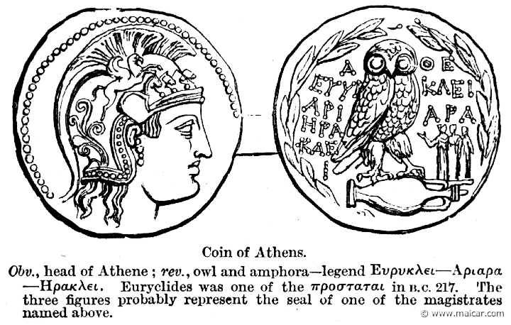 smi093b.jpg - smi093b: Head of Athena. Coin of Athens.Sir William Smith, A Smaller Classical Dictionary of Biography, Mythology, and Geography (1898).