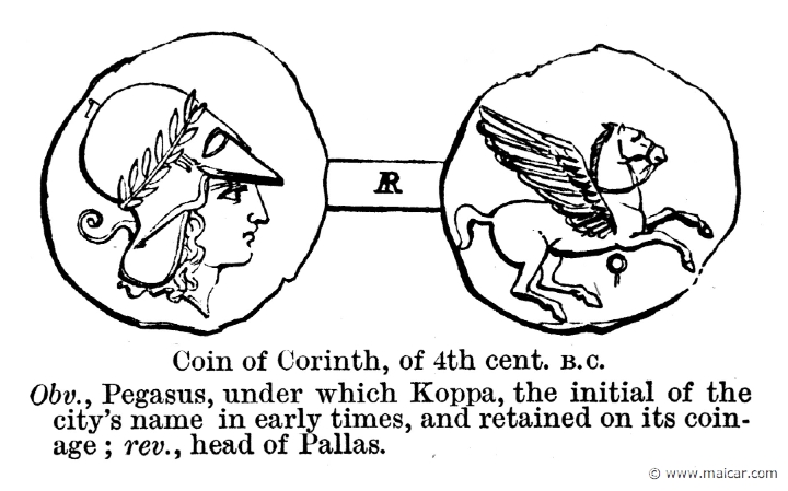 smi435.jpg - smi435: Coin with head of Athena and Pegasus.Sir William Smith, A Smaller Classical Dictionary of Biography, Mythology, and Geography (1898).