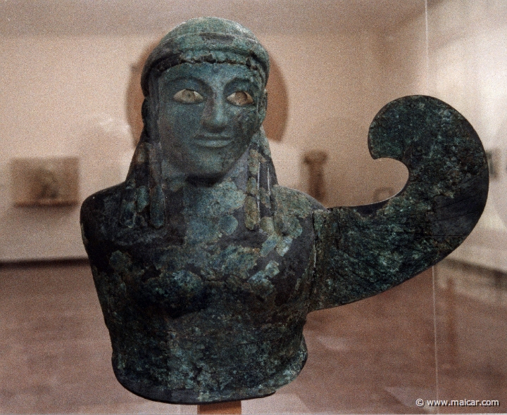 6811.jpg - 6811: Mythical figure of hammered bronze. Early 6C BC. Archaeological Museum, Olympia.