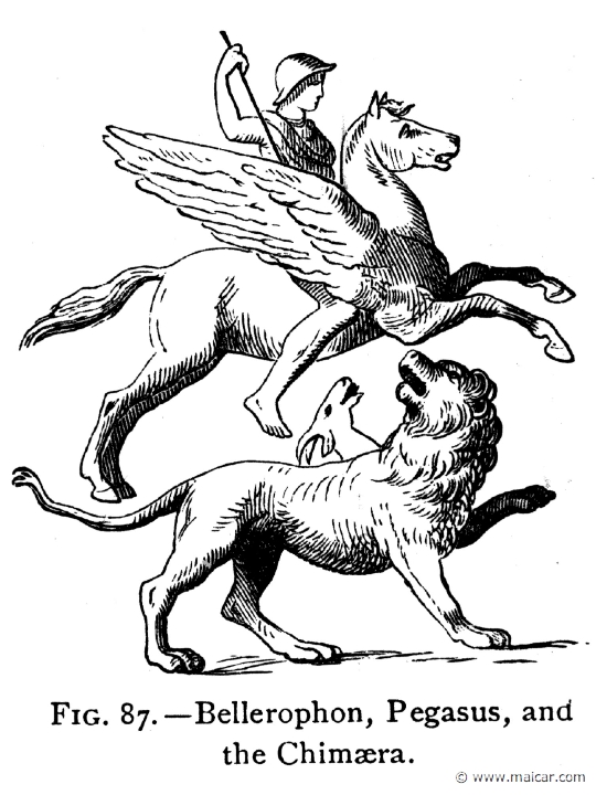 mur087.jpg - mur087: Bellerophon, Pegasus and the Chimera. Alexander S. Murray, Manual of Mythology (1898).