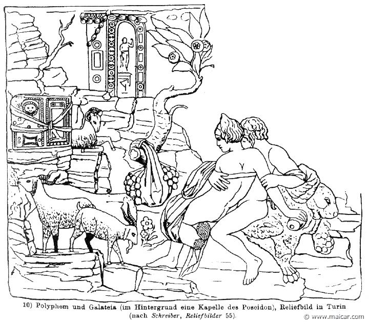 RIII.2-2709.jpg - RIII.2-2709: Polyphemus and Galatea. Wilhelm Heinrich Roscher (Göttingen, 1845- Dresden, 1923), Ausfürliches Lexikon der griechisches und römisches Mythologie, 1884.