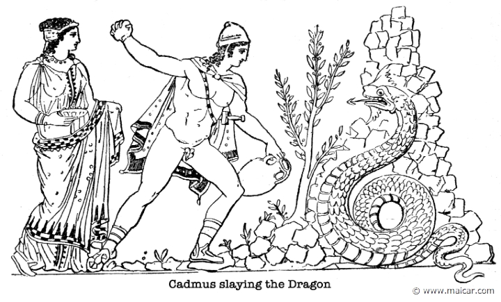 gay116.jpg - gay116: Cadmus and the dragon. Charles Mills Gayley, The Classic Myths in English Literature (1893).