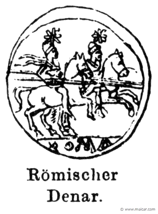 RI.1-1176.jpg - RI.1-1176: The Dioscuri. Roman coin. Wilhelm Heinrich Roscher (Göttingen, 1845- Dresden, 1923), Ausfürliches Lexikon der griechisches und römisches Mythologie, 1884.