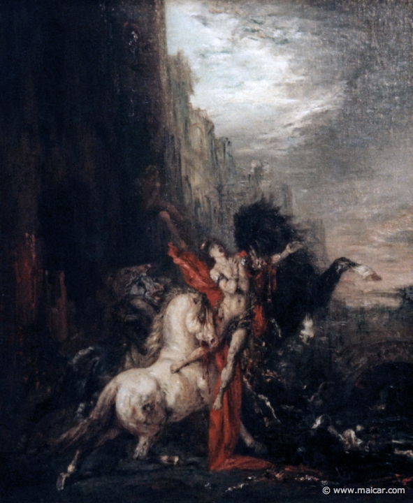 4519.jpg - 4519: Gustave Moreau 1826-1898: Diomède dévoré par ses chevaux. (In fact Abderus). Version 2 (particulière) vers 1866-1870. Musée des beaux arts, Rouen.