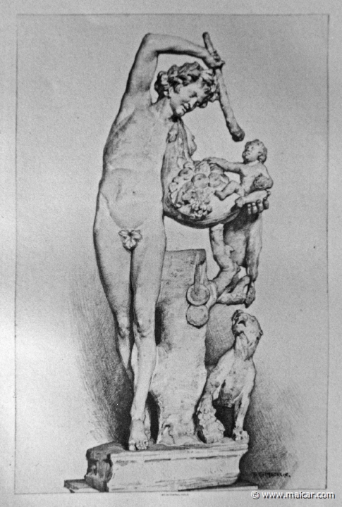 2909.jpg - 2909: Satyr playing with Infant Bacchus, Graeco-Roman Marble, drawn by T. E. Macklin.Philip Gilbert Hamerton, Man In Art (Macmillan and Co., London & New York 1892).
