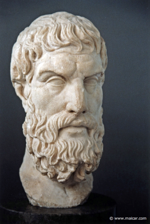 8329.jpg - 8329: Epikouros (342/1-271/0 BC). Roman copy late 3rd or 2nd century BC. British Museum, London.