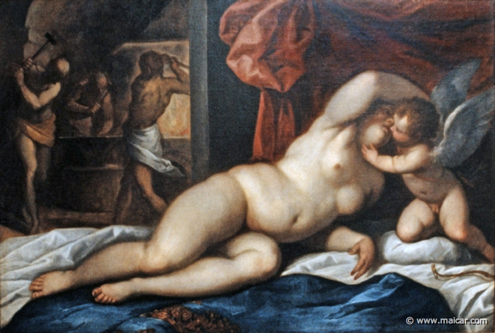 1113.jpg - 1113: Jacopo Negretti gennant Palmo il Giovane. Venedig 1548-1628: Venus und Amor in der Schmiede des Vulkan, 1605-10. Hessisches Landesmuseum, Kassel.