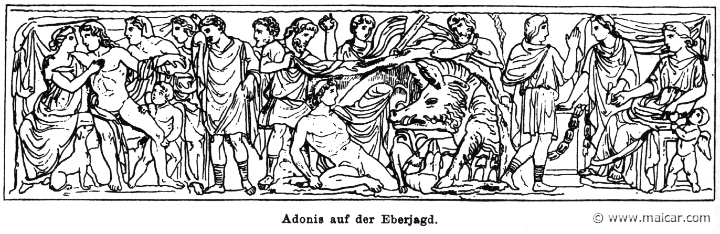 RI.1-0075.jpg - RI.1-0075: Adonis at the boar hunt.Wilhelm Heinrich Roscher (Göttingen, 1845- Dresden, 1923), Ausfürliches Lexikon der griechisches und römisches Mythologie, 1884.