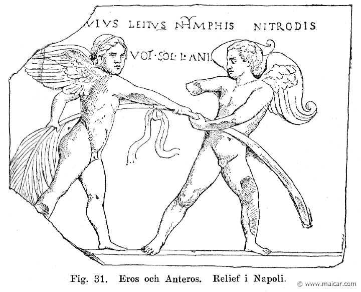 cen110.jpg - cen110: Eros and Anteros (relief in Naples).Julius Centerwall, Grekernas och romarnas mytologi (1897).