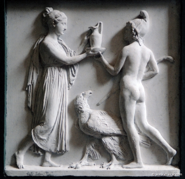 9206.jpg - 9206: Bertel Thorvaldsen 1770-1844: Hebe Gives Ganymede the Cup and Pitcher, 1833. The Thorvaldsen Museum, Copenhagen.