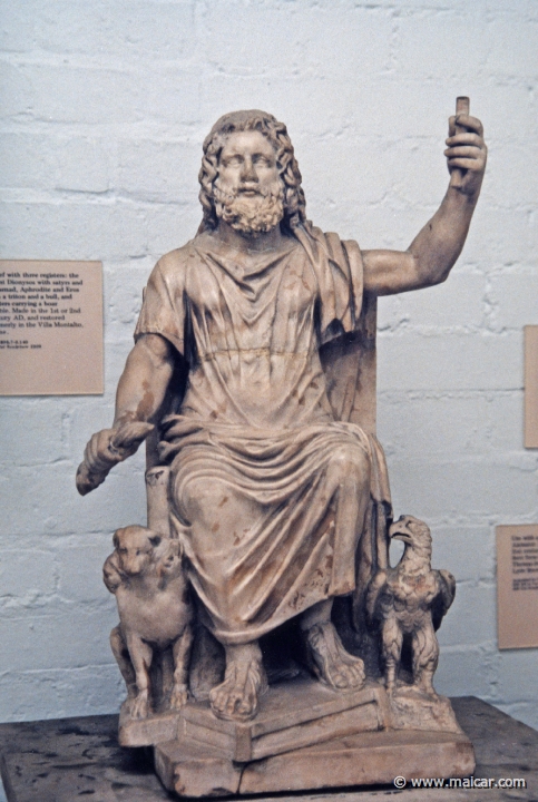 8019.jpg - 8019: Jupiter, Cerberus, eagle. Marble 2nd century AD. British Museum, London.