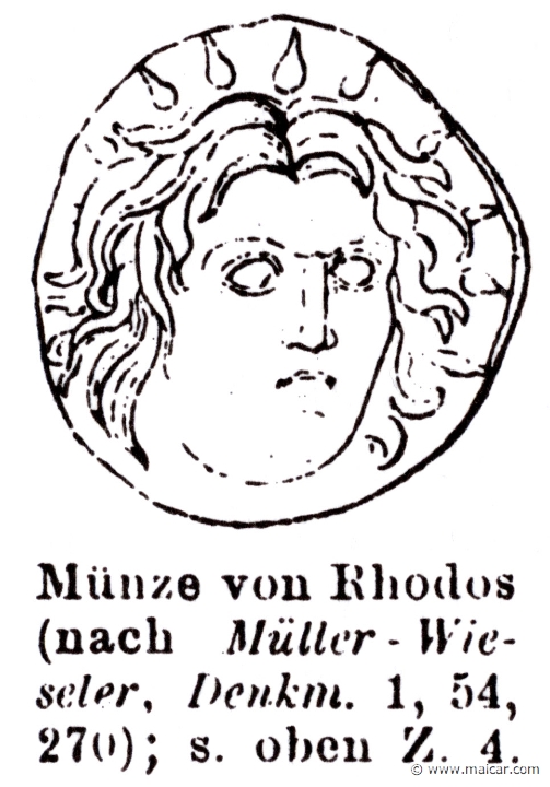 RI.2-2003b.jpg - RI.2-2003b: Helius. Coin from Rhodes. Wilhelm Heinrich Roscher (Göttingen, 1845- Dresden, 1923), Ausfürliches Lexikon der griechisches und römisches Mythologie, 1884.