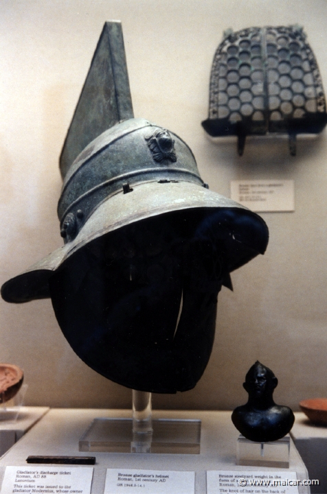 8102.jpg - 8102: Bronze gladiator’s helmet. Roman 1st century AD. British Museum, London.