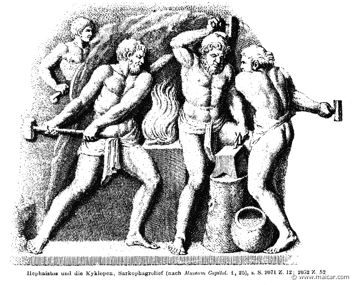 RI.2-2069.jpg - RI.2-2069: Hephaestus with the Cyclopes. Wilhelm Heinrich Roscher (Göttingen, 1845- Dresden, 1923), Ausfürliches Lexikon der griechisches und römisches Mythologie, 1884.