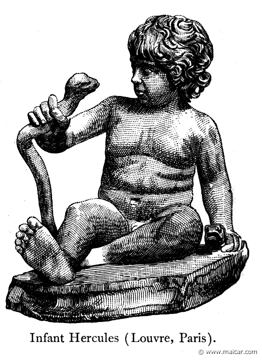 bul179.jpg - bul179: The infant Hercules, Paris. Thomas Bulfinch, The Age of Fable or Beauties of Mythology (1898).