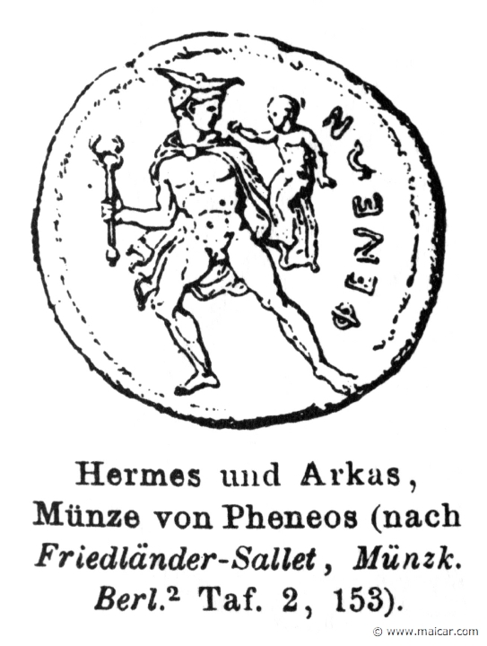 RI.2-2413.jpg - RI.2-2403: Hermes and Arcas. Coin from Pheneus.Wilhelm Heinrich Roscher (Göttingen, 1845- Dresden, 1923), Ausfürliches Lexikon der griechisches und römisches Mythologie, 1884.