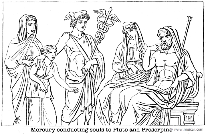 gay069.jpg - gay069: Hermes conducting souls to Hades and Persephone.Charles Mills Gayley, The Classic Myths in English Literature (1893).