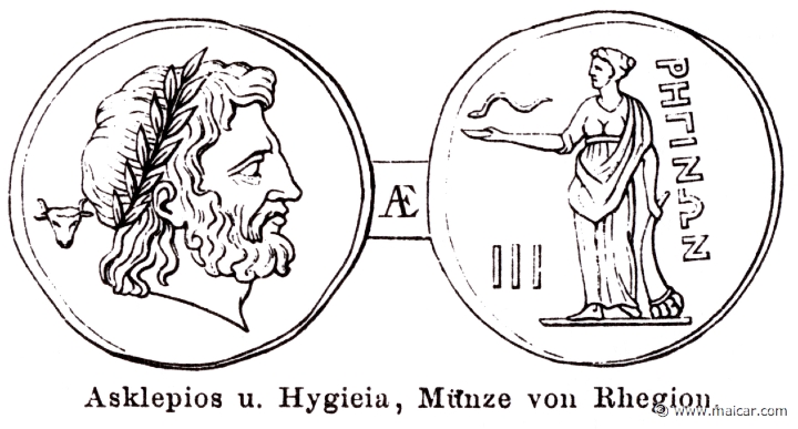 RI.1-0638.jpg - RI.1-0638: Asclepius and Hygia. Coin from Reggio.Wilhelm Heinrich Roscher (Göttingen, 1845- Dresden, 1923), Ausfürliches Lexikon der griechisches und römisches Mythologie, 1884.