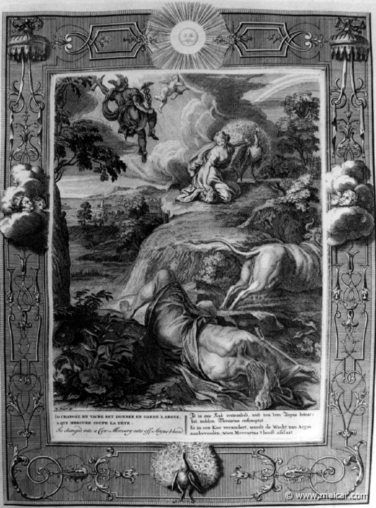 3010.jpg - 3010: Io changé en vache est donnée en garde à Argus a qui Mercure coupe la tête. Bernard Picart (1673-1733), Fabeln der Alten (Musen-Tempel), 1754.