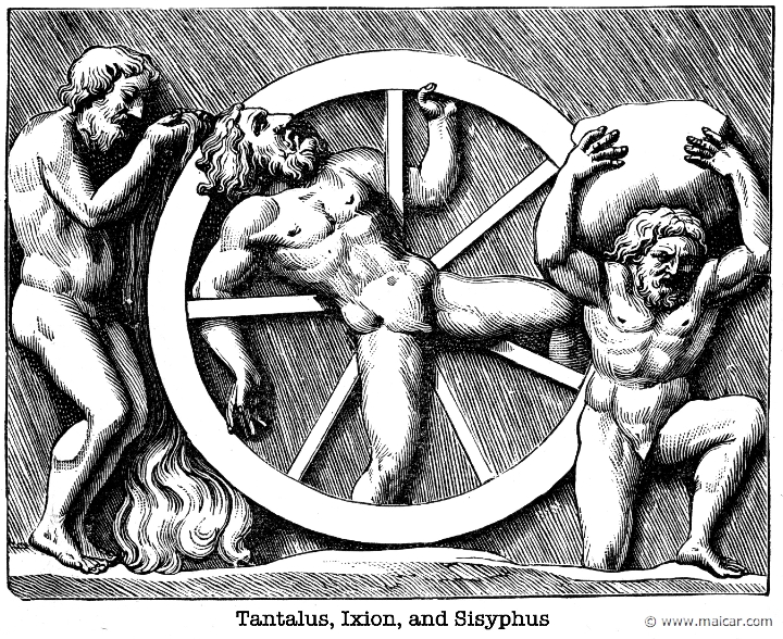 gay186.jpg - gay186: Tantalus, Ixion, and Sisyphus, punished in the Underworld. Charles Mills Gayley, The Classic Myths in English Literature (1893).