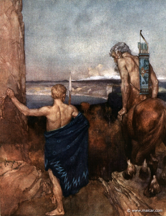 king069.jpg - king069: Jason and the Centaur Chiron. Painting by William Russell Flint (1880-1969). Charles Kingsley, Grekiska Hjältesagor (1924, Swedish Edition of The Heroes). Paintings (watercolors) from 1911.