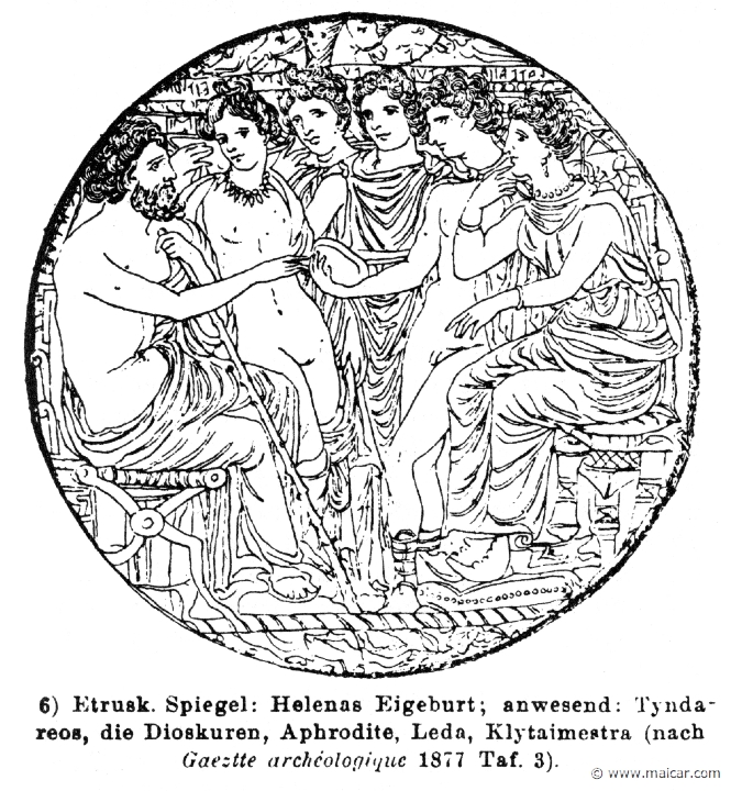 RV-1421.jpg - RV-1421: Tyndareus and his family. Castor is the second from right. Wilhelm Heinrich Roscher (Göttingen, 1845- Dresden, 1923), Ausfürliches Lexikon der griechisches und römisches Mythologie, 1884.