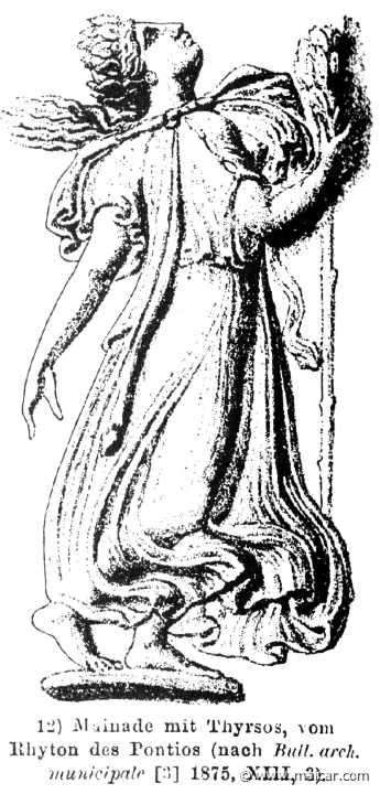 RII.2-2276.jpg - RII.2-2276: Maenad with thyrsus. Wilhelm Heinrich Roscher (Göttingen, 1845- Dresden, 1923), Ausfürliches Lexikon der griechisches und römisches Mythologie, 1884.