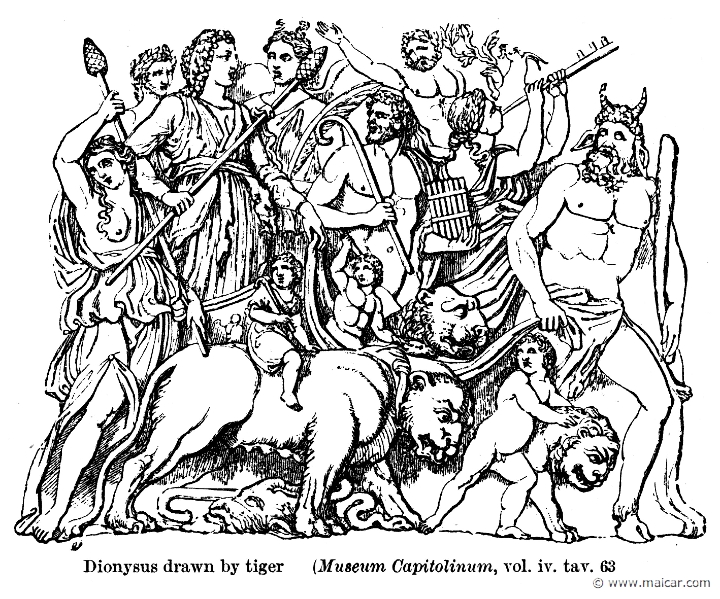 smi209.jpg - smi209: Dionysus and his train of Maenads and Satyrs. Sir William Smith, A Smaller Classical Dictionary of Biography, Mythology, and Geography (1898).