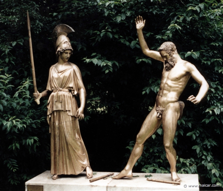0936.jpg - 0936: Athena and Marsyas. Reconstruction of a lost bronze group by Myron, Acropolis. Städtische Galerie-Liebighaus, Museum alter Plastik, Frankfurt.