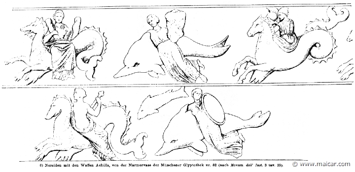 RIII.1-0226.jpg - RIII.1-0226: Nereids with the armor of Achilles. Wilhelm Heinrich Roscher (Göttingen, 1845- Dresden, 1923), Ausfürliches Lexikon der griechisches und römisches Mythologie, 1884.