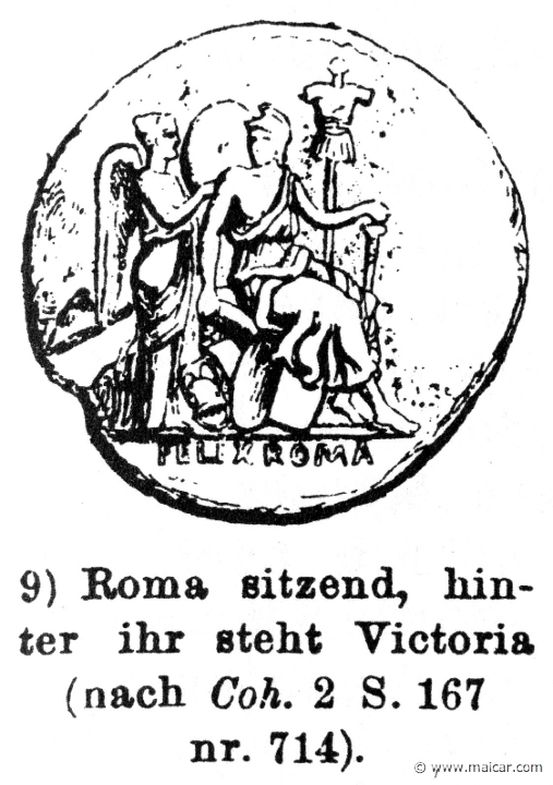 RIV-0153.jpg - RIV-0153: Roma sitting. Behind her is Nike (Victoria). Wilhelm Heinrich Roscher (Göttingen, 1845- Dresden, 1923), Ausfürliches Lexikon der griechisches und römisches Mythologie, 1884.