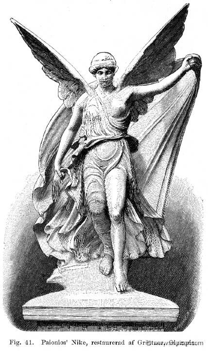 cen131.jpg - cen131: Nike of Paeonios (reconstruction). Olympia. Julius Centerwall, Grekernas och romarnas mytologi (1897).