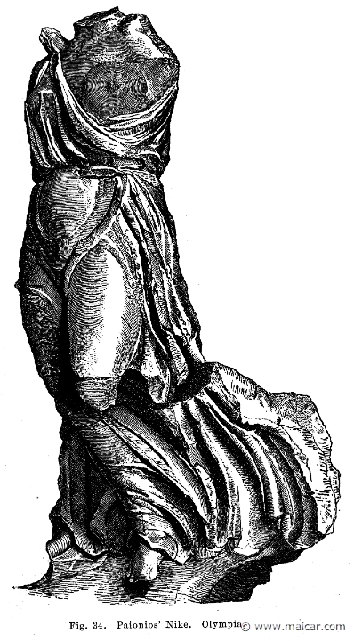 see073b.jpg - see073b: The Nike of Paeonios, 211 cm height. 421 BC. Olympia. Otto Seemann, Grekernas och romarnes mytologi (1881).