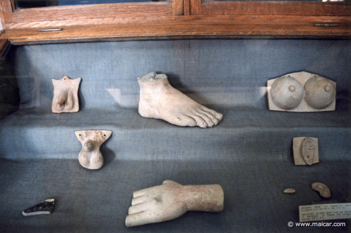 6614.jpg - 6614: Dedication of body parts from the sanctuary of Asklepios, in thanks for miraculous healing. 4C BC. Archaeological Museum, Corinth.