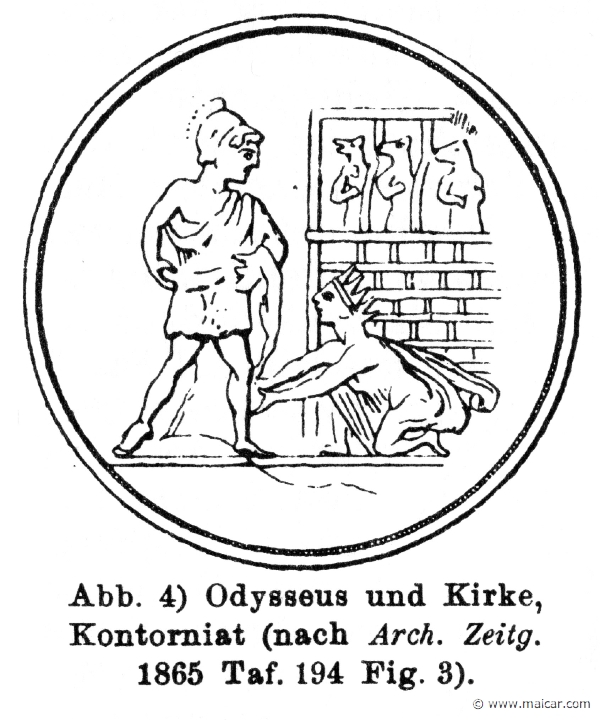 RII.1-1199.jpg - RII.1-1199: Odysseus and Circe. Wilhelm Heinrich Roscher (Göttingen, 1845- Dresden, 1923), Ausfürliches Lexikon der griechisches und römisches Mythologie, 1884.